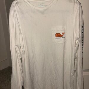 Vineyard Vines White and Orange Long Sleeve Tee